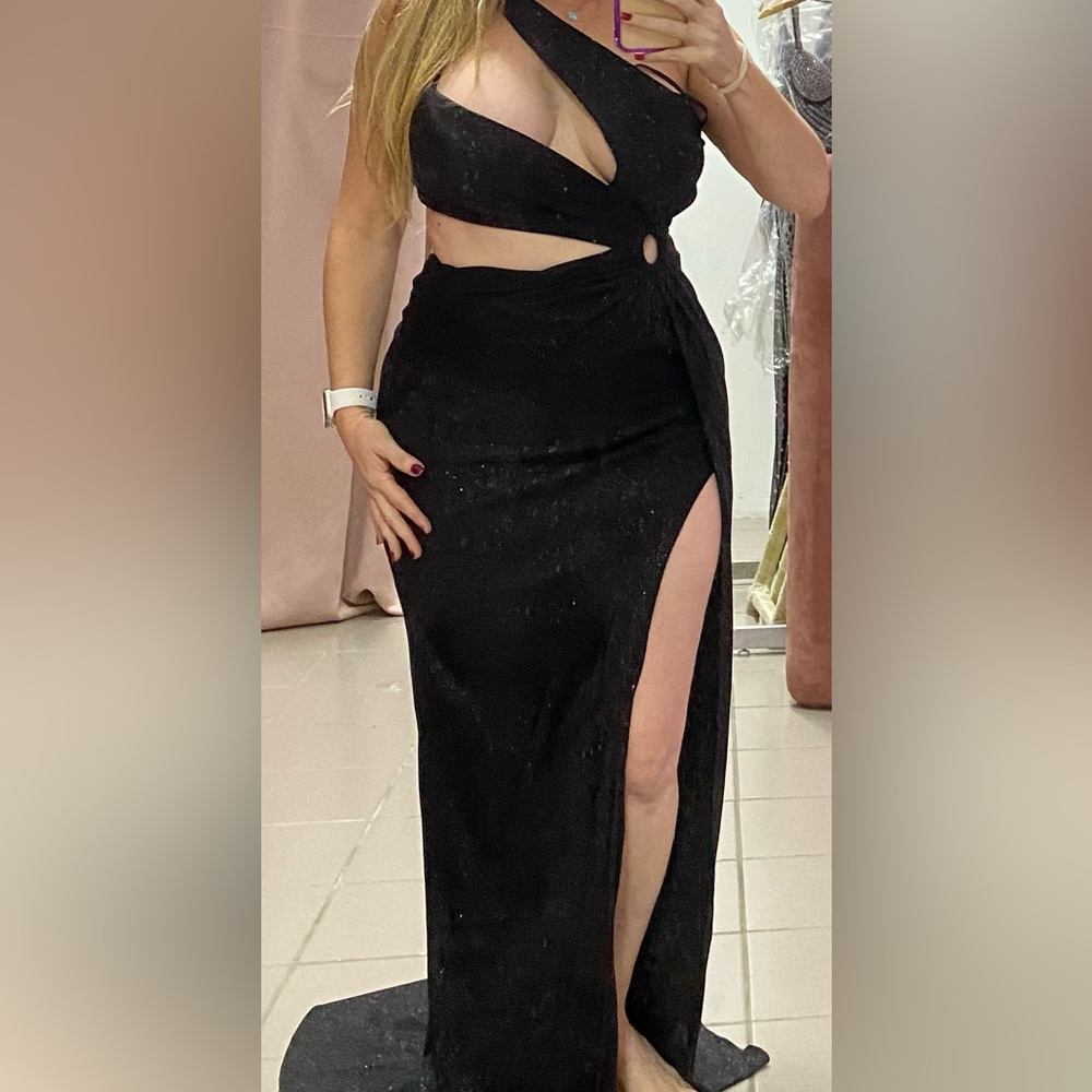 Black glittery cutout gown